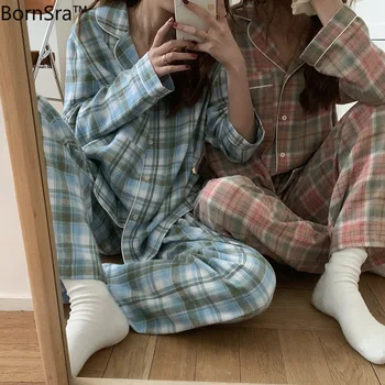 Bornsra pijama costum femei 2021 primăvară coreean liber și leneș petrecere a timpului liber acasă poarte femeile pijamale pijama set #z88564