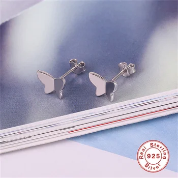 VREA Reale Argint 925 Minimalism Mini Mic Fluture Stud Cercei pentru Femeile Fata Tteen Animale de Bijuterii Cadou