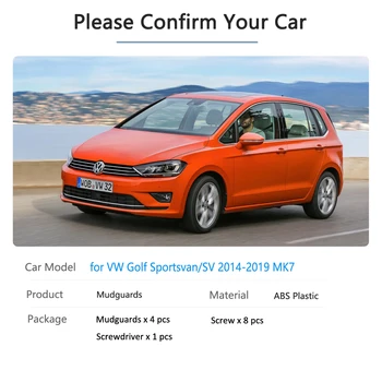 Apărători de noroi pentru Volkswagen VW Golf Sportsvan SV~2019 Mk7 Garda Splash Clape Accesorii Auto Aripă Aripă Mudflap 2016 2018