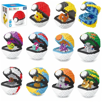 Pokemon mingea blocuri mici particule mini clădire asamblate Pikachu jucărie jucării educative