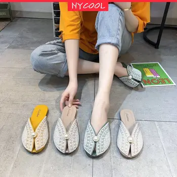 NYCOOL Brand de Moda Pearl Papuci de Fete Printesa Pantofi Femei de Casa papuci 2020 în aer liber de Vară Casual, Sandale de Plaja URI Fierbinte