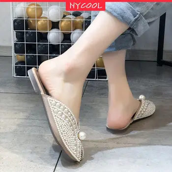 NYCOOL Brand de Moda Pearl Papuci de Fete Printesa Pantofi Femei de Casa papuci 2020 în aer liber de Vară Casual, Sandale de Plaja URI Fierbinte