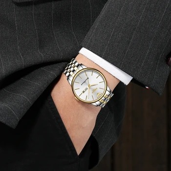 NIBOSI 2019 Noua Moda Simplu Bărbați Ceas rezistent la apa Albastru Casual Cuarț Ceasuri Barbati cu Data Saptamana Ceas Zegarek Meski Saat