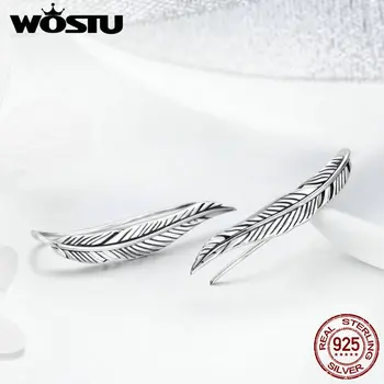 WOSTU Romantic Argint 925 Vintage cu Pene Aripi Retro Cercei Stud pentru Femei de Lux, Bijuterii de Argint Cadou CQE258
