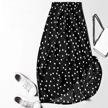 Moda Retro Ploka Dot-Linie Fusta 2020 Nouă Femei Casual Cu Talie Înaltă Vara Negru Fuste Maxi