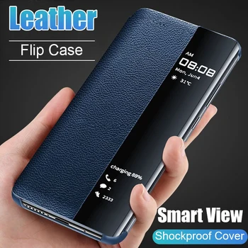 De lux Original Smart Fereastra Flip Cover pentru Samsung Galaxy S8 S9 S10 Plus S10E Nota 8 9 10 Pro A10S A20 A30 A40 A50 A60 A70 Caz