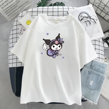 Drăguț amuzant print cu maneci scurte Kuromi T-shirt femei topuri de Vara streetwear O-gat fete dulci Zdrobi tricou Harajuku desene animate