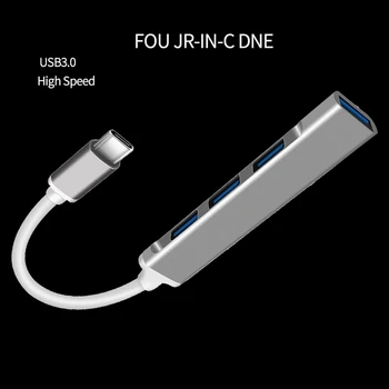Portabil Mini Interfață de Tip C 4 Port USB3.0 Port Aliaj de Aluminiu HUB Difuzor