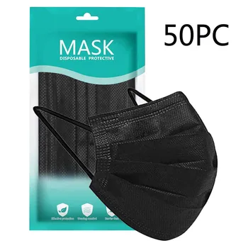 3# 50pcs de Unică folosință Moda Negru Masca de Fata Masca de fata Non-țesute tesatura + topitură suflată 3Ply Ureche Buclă Protecție anti-Praf pentru Masca de fata