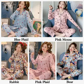 Femei Pijama Set de Pijamale femei Maneca Lunga, pijamale Desene animate Drăguț de Sus și Pantaloni Lungi de Pijama costum Homewear