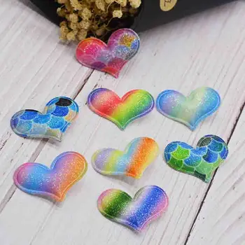 Coase pe 3.8*3 cm 40 buc/lot praf de bomboane de culoare curcubeu dragoste Căptușit Patch-uri de Aplicatii Pentru Haine de Cusut Consumabile Decor