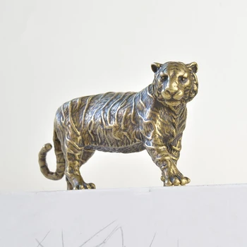 Bronz Zodia Tigru Birou Ornament Bronz Ceai De Companie Alamă Solidă Tigru Animal Statuie Fengshui Noroc De Colectare