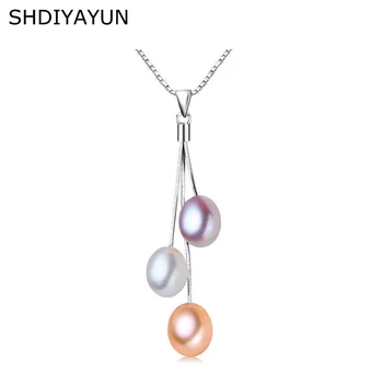 SHDIYAYUN 2019 Bine Colier de Perle Bijuterii Perla Multicolor Ciucuri Naturale Pearl Pandantiv Argint 925 Bijuterii Pentru Femei