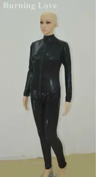 S-4XL Sexy Femei din PVC Spandex Latex Catsuit Faux din Piele Gothic Bodysuit Fermoar Frontal Deschis Picioare Salopeta Club de Noapte de Dans Uzura