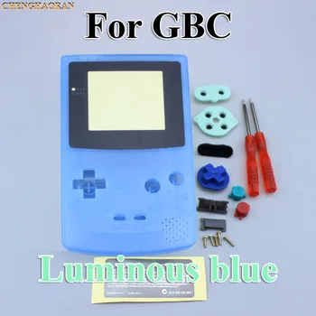 ChengHaoRan 1set Luminos Albastru Verde Plin de Locuințe Shell Caz Acoperire pentru Nintend Gameboy Culoare GBC Inlocuire Reparare kit Piese