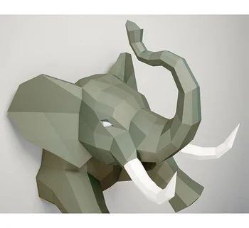 Elefant Animale de Perete Decor Acasă Decorare Arta de Hârtie Model 3D Low-Poly de Hartie,lucrate Manual DIY Adult Origami Ambarcațiuni Jucărie RTY039
