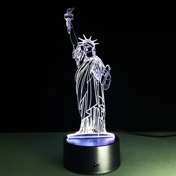 Statuia Libertății Decoratiuni 3D Lampa USB cu LED-uri Creative Lumina de Noapte În 7 Culori Schimbare Acrilice Atingeți Comutatorul Dormitor Lampa de Cadouri de Crăciun