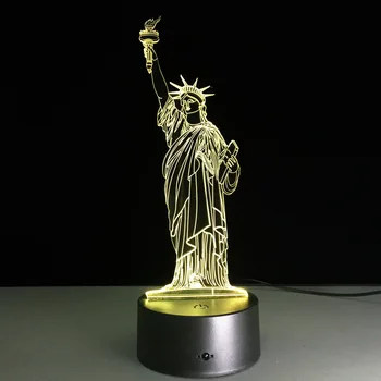 Statuia Libertății Decoratiuni 3D Lampa USB cu LED-uri Creative Lumina de Noapte În 7 Culori Schimbare Acrilice Atingeți Comutatorul Dormitor Lampa de Cadouri de Crăciun