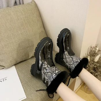 Iarna Zapada Ghete Femei din Piele de Moda Cizme Dantela-up Cizme Pantofi cu Toc 4cm Botas Mujer Cald Cizme Balerini Casual