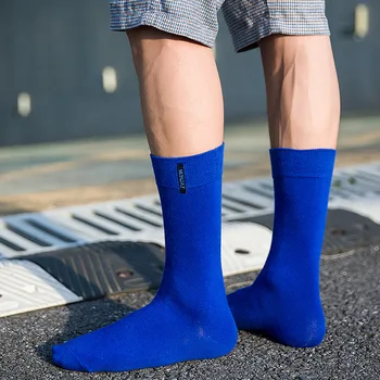 5 Perechi/Lot plin de Culoare de Moda pentru Bărbați Fericit Șosete Stil Britanic Domn Harajuku Șosete Bărbați Rochie Cadou Lung de Dimensiuni Mari 39-45 Sokken