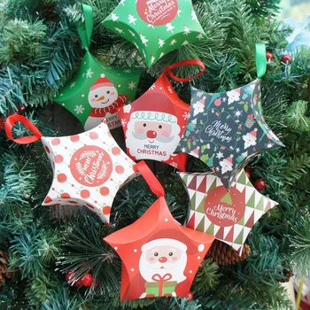 Noi 12buc Star Design Moș Crăciun Copac Hârtie Cutie Cadou Bomboane Cookie Dulce Ambalare Favoruri de Partid Cadouri pentru BRICOLAJ