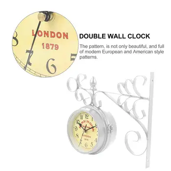 Europene, Fier De Artă Ceas Retro Ceas De Perete Dublă Față-Verso Cuarț Ceas Coridor Decor Ceasuri De Perete De Arta Decor Acasă