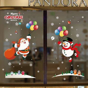 2020 Crăciun Fericit Decoratiuni Usi Ferestre din PVC Autocolant Pentru Acasă Ornamente pentru Pomul de Crăciun, Moș Crăciun, om de Zăpadă Fericit Nou An 2021
