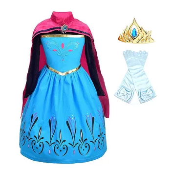 Elsa de Incoronare Rochie pentru Fete Snow Queen Petrecere de Halloween Costum de Prințesă cu Mantie Copii Carnaval de Crăciun Haine de Lux