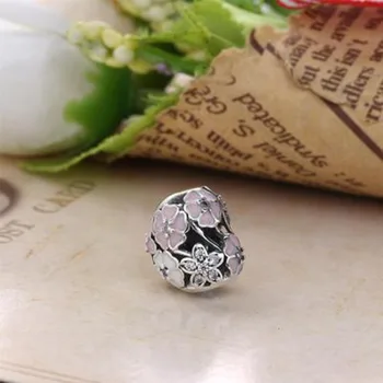 Real Argint 925 Farmecul Șirag de mărgele Europene Flori de Dragoste Inima Pandantiv Margele se Potrivesc Original Pandora Brățară DIY Bijuterii