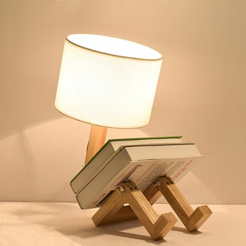 Creatie Robot în Formă de Tabel Lumini Living Lemn Flexibil LED Lămpi de Masă 35ED