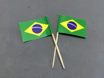 Mini Brazilia Scobitoare Steaguri 500pcs Hârtie Alimentare Ponturi Tort Scobitori Cupcake Toppers Fructe Bețișoare de Cocktail Decor Scobitori