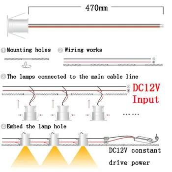 1W IP65 Mini CONDUS la fața Locului lumina DC12V lumina Reflectoarelor cu IP67 Alimentare Cabinet Lampa corp de Iluminat Încastrat Parte KTV Iluminat de Tavan