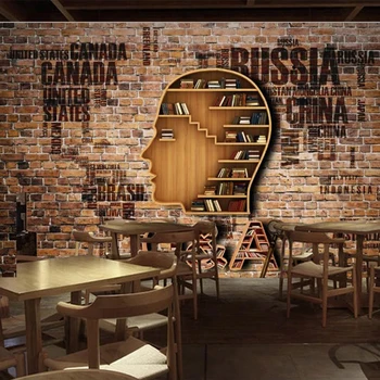 Personalizate 3D Tapet Retro Nostalgic Creative Raft pictură Murală Mare Librărie Restaurant Cafenea Decor de Perete de Cărămidă Roșie Pictura pe Perete