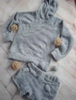 2020 Noi de Iarna Femei Pijamale Flanel Set Drăguț Urs cu Gluga Pijamale Cald Fleece Coral Sleepwear Hanorac+Scurt Remorcare 2 buc Costum