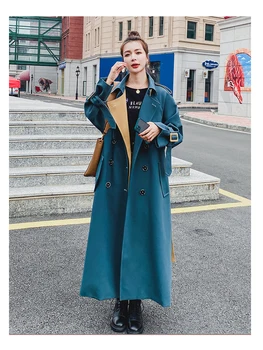 Moda Elegant pentru Femei Vintage Lung Trenci ofițeresc 2020 Toamna cu Maneci Lungi Double-breasted Belted coreean Doamnelor Maxi Coat Mujer
