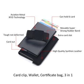 DIENQI Noi RFID Blocking Bărbați Titularul Cardului de Credit, Portofel Minimalist Trece de Metal din Piele Bag Cardul de sex Masculin Slim Banca Cardului Geanta