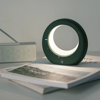 Design simplu Ascunse Luna Lumina de Noapte Ceas Deșteptător USB Reîncărcabilă Lampă de Masă Ceas Digital pentru Casa Dormitor Living