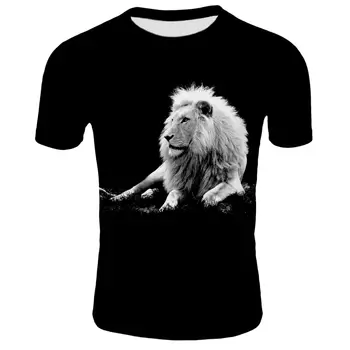 Noul leu de imprimare 3D bărbați și femei cu mâneci scurte, casual, cu mânecă scurtă mari de imprimare 3D T-shirt XXS-6XL