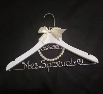 Nunta personalizate Cuier Rochie de Mireasa Cuier Alb cu Perla Sârmă Personalizat Numele Cuier cabină de Duș de Mireasă Cadou