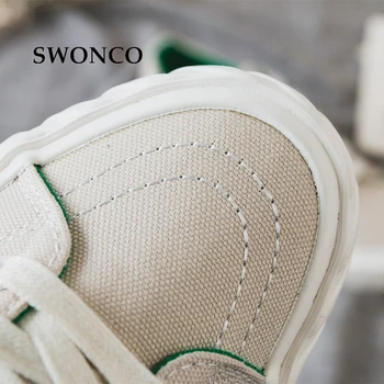 SWONCO Femei Vulcaniza Pantofi Adidas Pentru Femei 2019 Primăvară Pantofi de Panza pentru Femei Alb/Negru/Galben Adidasi Casual pentru Femei Pantofi