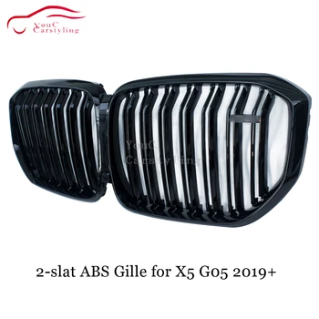 G05 2-șipcă ABS Bara Fata Grila pentru BMW X5 serie G05 2019 + Negru Lucios Înlocuire Rinichi Grill