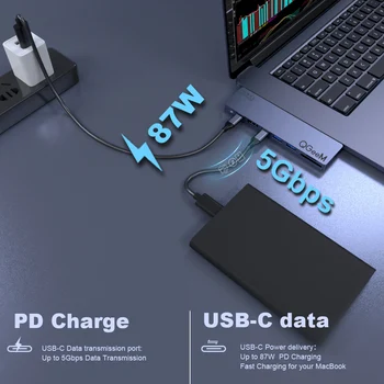 QGeeM C Hub USB Dock pentru Macbook Pro SD TF Card Cititorii Dual HDMI PD Multi Hub USB Tip C Splitter Adaptor de Tip C Hub pentru Laptop