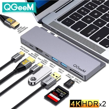 QGeeM C Hub USB Dock pentru Macbook Pro SD TF Card Cititorii Dual HDMI PD Multi Hub USB Tip C Splitter Adaptor de Tip C Hub pentru Laptop