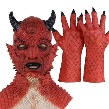 Belial Masca De Demon Devil Diablo Latex Cosplay Costum De Recuzită Măști Pălării Mănuși De Groază Înfricoșător Halloween Party Accesoriu