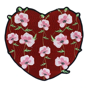 10pieces Broderie Floare Roșie Inima Aplicatiile Spate Patch-uri de Fier pe Autocolante pentru Haine Decorate cu Insigna Consumabile de Cusut TH1243