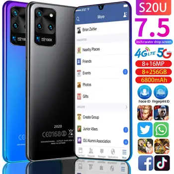 7,5 Inch Galax S20U Rețea 4G LTE 8GB RAM, 256GB ROM Deca Core Snapdragon 855 4 aparat de Fotografiat telefon Mobil Telefon S20 Ultra Smartphone