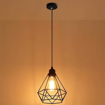 Geometrice Pandantiv de Metal, Lampa de Paza Retro Pandantiv Vintage Nuanță de Lumină Cușcă de Fier ALI88