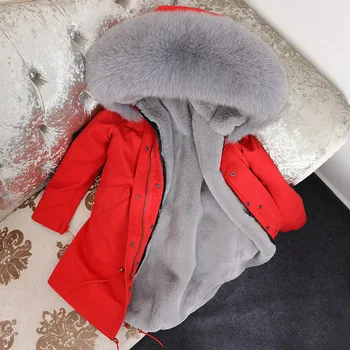 Maomaokong noua moda Naturala de vulpe guler de blană pentru Femei haină de blană sacou linie Îngroșată Parker iarna haine de bumbac