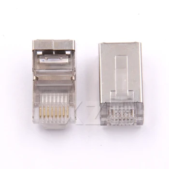 100buc/lot conector rj45 cat6 ecranat, conectori rețea mufă rj45 8p8c terminale pentru stp Cablu ethernet switch-uri, modem