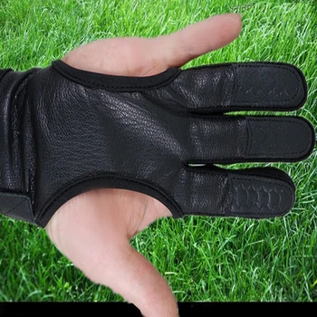 3 Deget Mănuși Negre din Piele de Înaltă Elastic Protecția mâinilor Mănuși de Protecție pentru tir cu Arcul tir cu Arcul de Fotografiere de Vânătoare